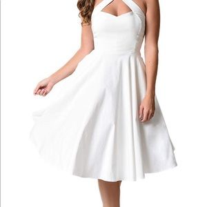 Unique Vintage Rita Cross Strap Halter Swing Dress